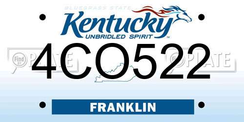 4CO522 Kentucky License Plate