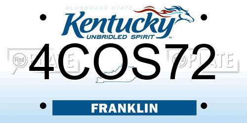 4COS72 Kentucky License Plate