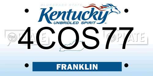 4COS77 Kentucky License Plate