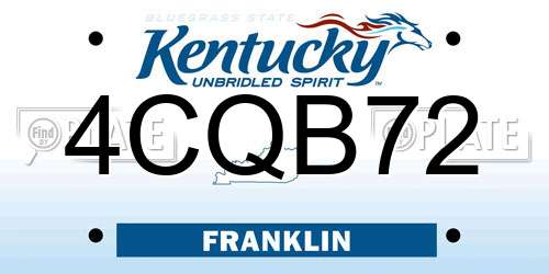 4CQB72 Kentucky License Plate