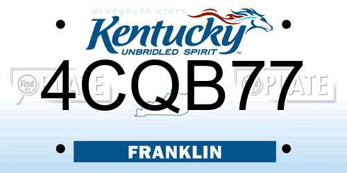 4CQB77 Kentucky License Plate