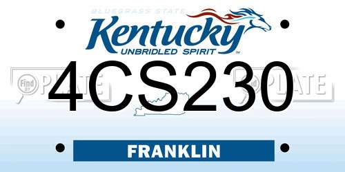 4CS230 Kentucky License Plate