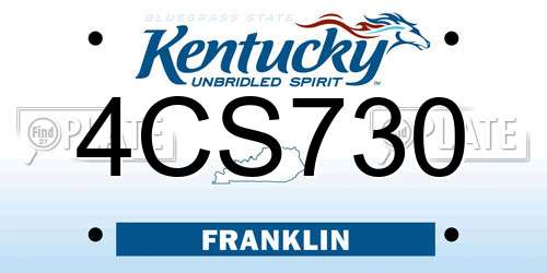 4CS730 Kentucky License Plate