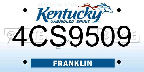 4CS9509 Kentucky License Plate