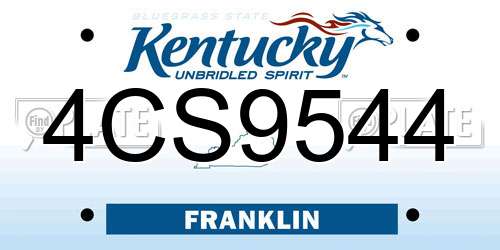 4CS9544 Kentucky License Plate