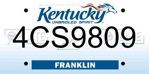 4CS9809 Kentucky License Plate