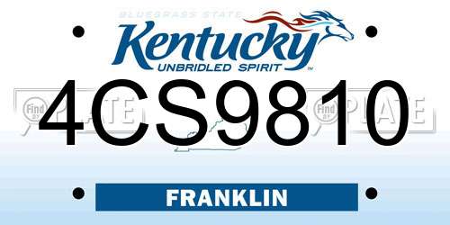 4CS9810 Kentucky License Plate