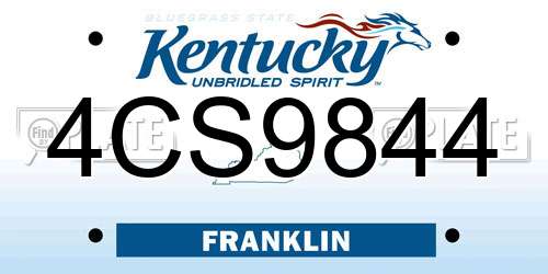 4CS9844 Kentucky License Plate