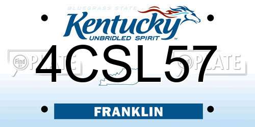 4CSL57 Kentucky License Plate