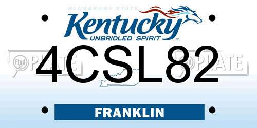 4CSL82 Kentucky License Plate