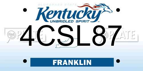 4CSL87 Kentucky License Plate