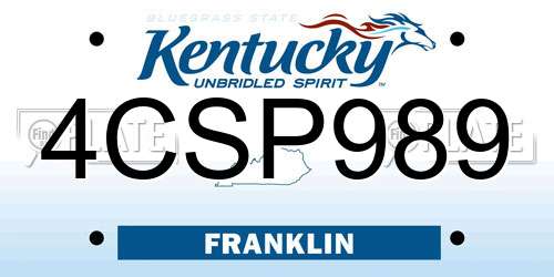 4CSP989 Kentucky License Plate