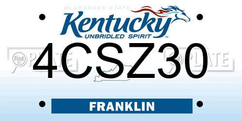 4CSZ30 Kentucky License Plate