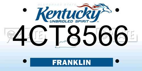 4CT8566 Kentucky License Plate