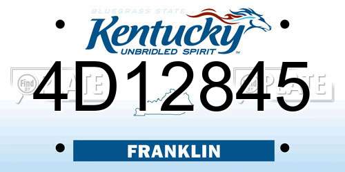 4D12845 Kentucky License Plate
