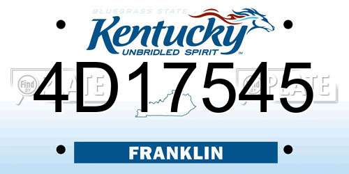 4D17545 Kentucky License Plate