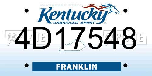 4D17548 Kentucky License Plate