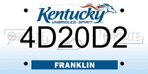 4D20D2 Kentucky License Plate