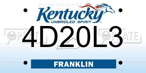 4D20L3 Kentucky License Plate