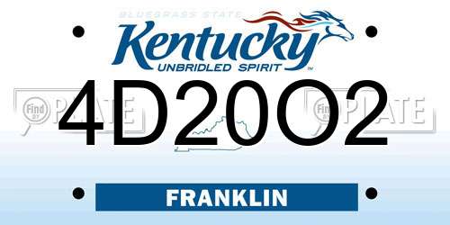 4D20O2 Kentucky License Plate