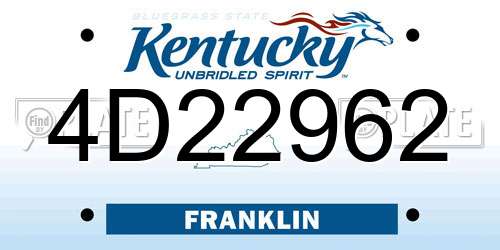4D22962 Kentucky License Plate