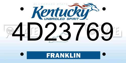 4D23769 Kentucky License Plate