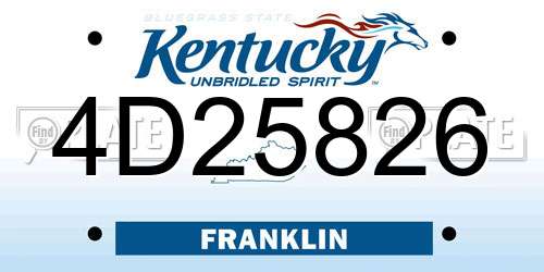 4D25826 Kentucky License Plate