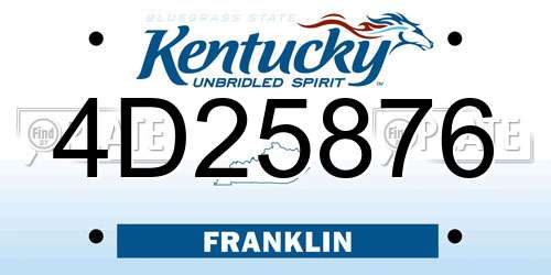 4D25876 Kentucky License Plate