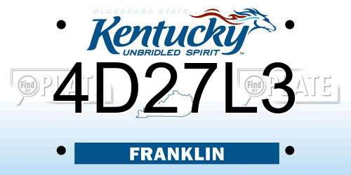 4D27L3 Kentucky License Plate