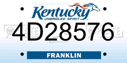 4D28576 Kentucky License Plate