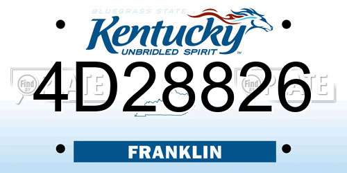 4D28826 Kentucky License Plate