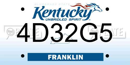 4D32G5 Kentucky License Plate
