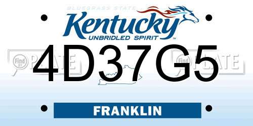 4D37G5 Kentucky License Plate