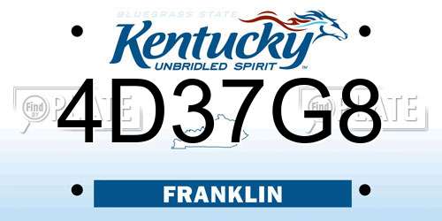 4D37G8 Kentucky License Plate