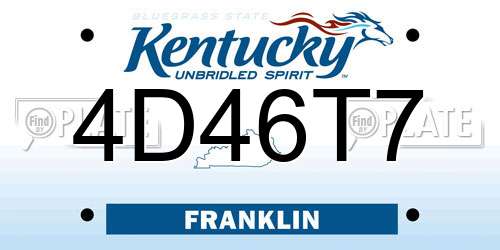 4D46T7 Kentucky License Plate