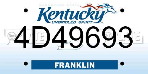 4D49693 Kentucky License Plate