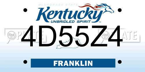4D55Z4 Kentucky License Plate