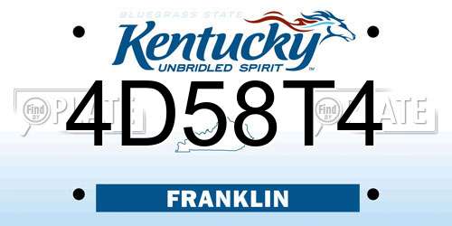 4D58T4 Kentucky License Plate