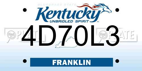 4D70L3 Kentucky License Plate