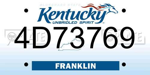 4D73769 Kentucky License Plate