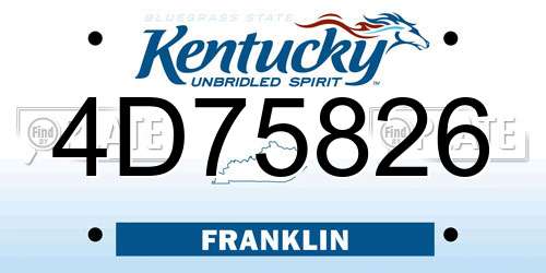 4D75826 Kentucky License Plate