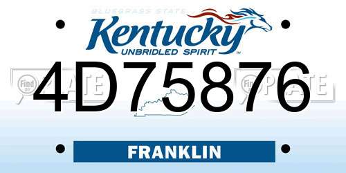 4D75876 Kentucky License Plate