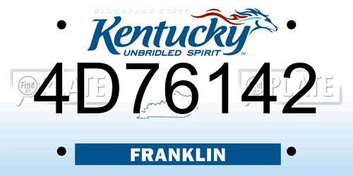 4D76142 Kentucky License Plate