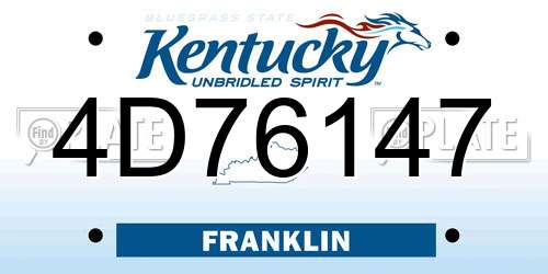 4D76147 Kentucky License Plate