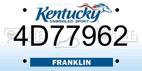 4D77962 Kentucky License Plate