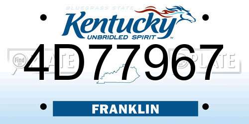 4D77967 Kentucky License Plate