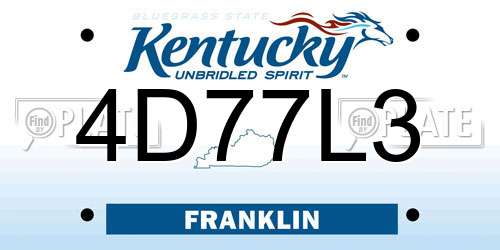 4D77L3 Kentucky License Plate