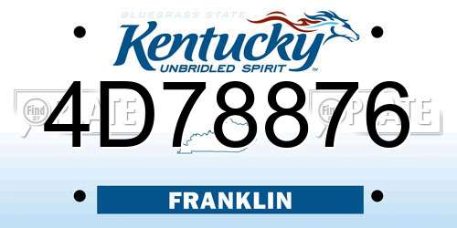 4D78876 Kentucky License Plate