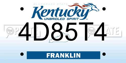 4D85T4 Kentucky License Plate