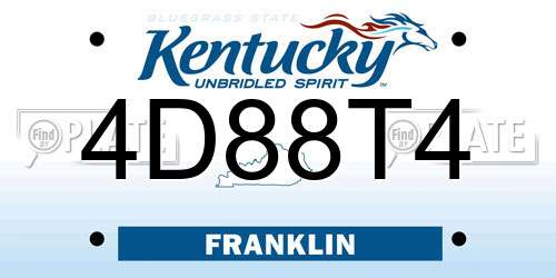 4D88T4 Kentucky License Plate